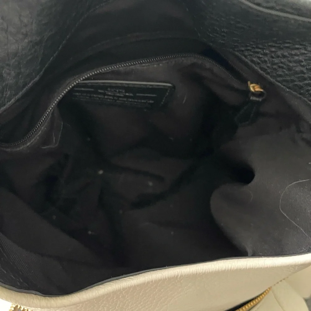 Coach Black and Cream Pebbled Leather Shoulder Bag - Picture 11 of 12